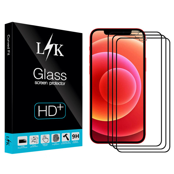 محافظ صفحه نمایش ال کی مدل Hard glass مناسب برای گوشی موبایل اپل Iphone 12 بسته سه عددی