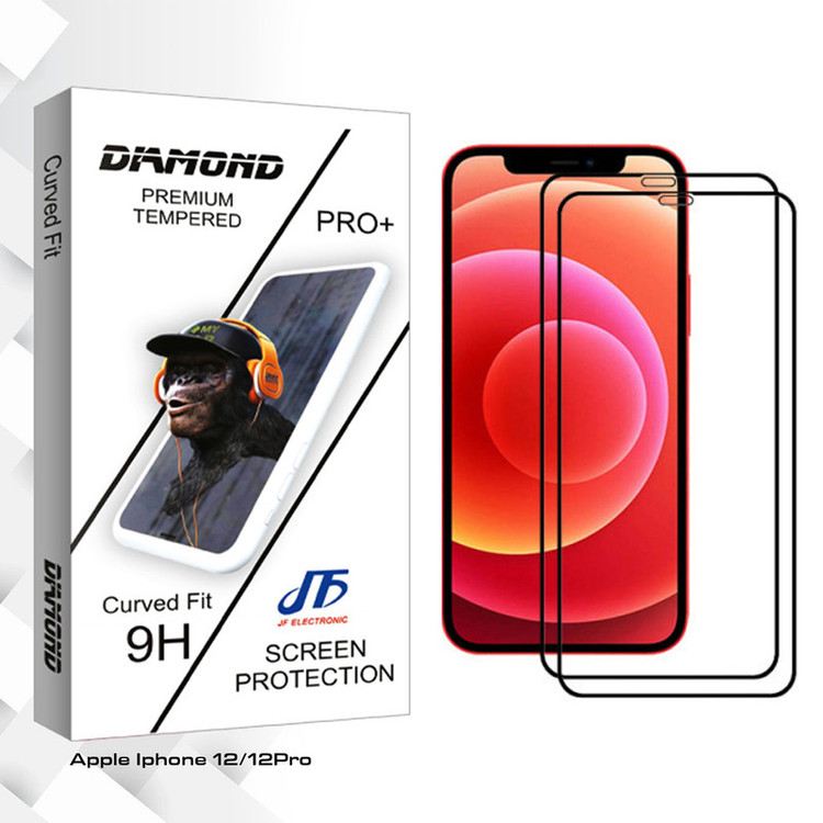محافظ صفحه نمایش جی اف مدل Diamond glass مناسب برای گوشی موبایل اپل Iphone 12/12Pro بسته دو عددی
