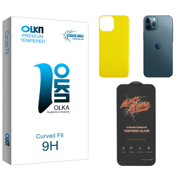 محافظ صفحه نمایش کولینگ مدل Olka ANTI-STATIC مناسب برای گوشی موبایل اپل iPhone 12 pro max به همراه محافظ پشت گوشی
