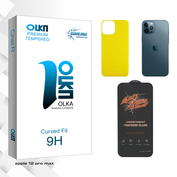 محافظ صفحه نمایش کولینگ مدل Olka ANTI-STATIC مناسب برای گوشی موبایل اپل iPhone 12 pro max به همراه محافظ پشت گوشی