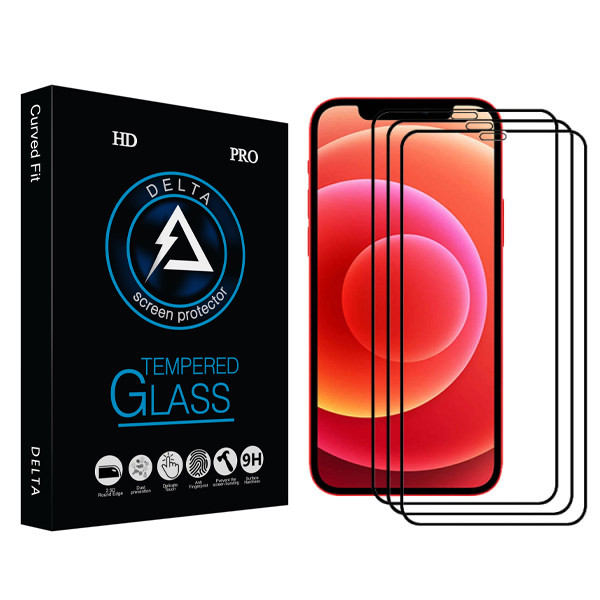 محافظ صفحه نمایش سرامیکی دلتا مدل Fit مناسب برای گوشی موبایل اپل Iphone 12 بسته سه عددی